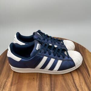adidas Navy Blue and White Superstar Athletic Shoes